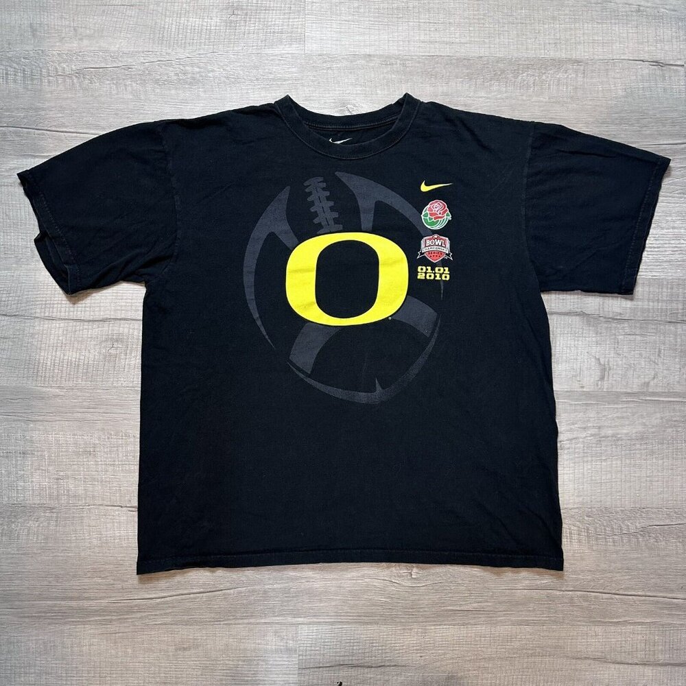 Oregon DUCKS Football NIKE 2010 ROSE BOWL Loose Fit TEE SHIRT Men's XL Oversized - Picture 1 of 9